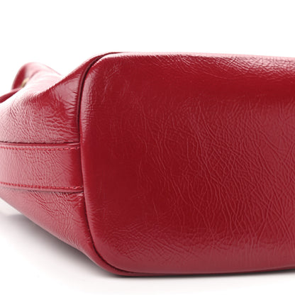 Chanel Shiny Aged Calfskin CC Chain Mini Drawstring Bag Red 7 of 9