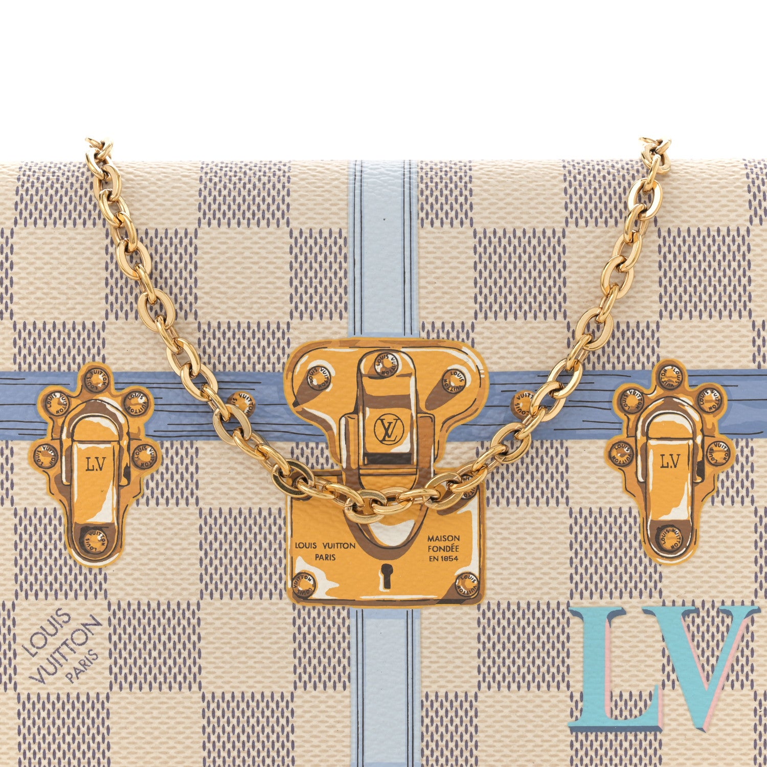 Louis Vuitton Damier Azur Summer Trunks Pochette Weekend 9 of 15