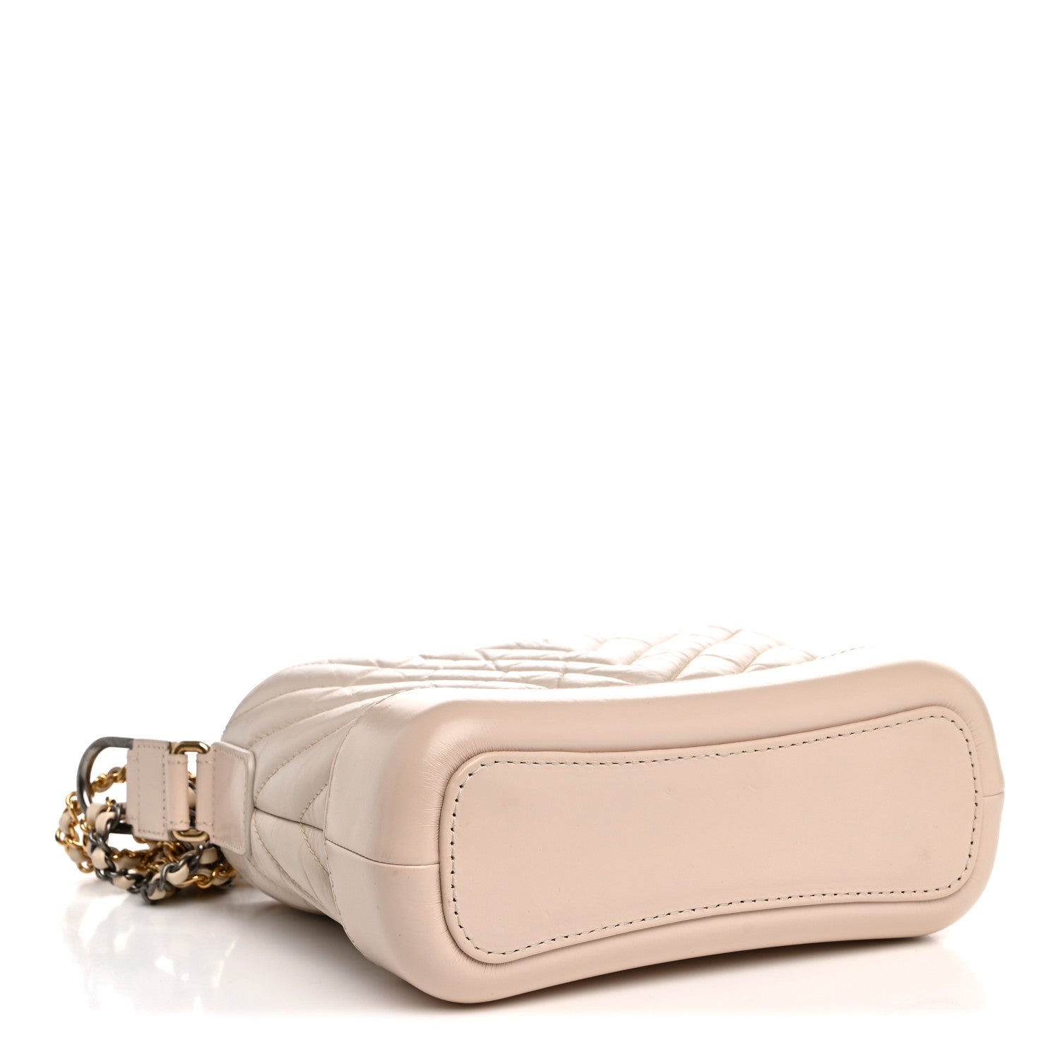Chanel Aged Calfskin Chevron Quilted Small Gabrielle Hobo Ivory 4 of 12