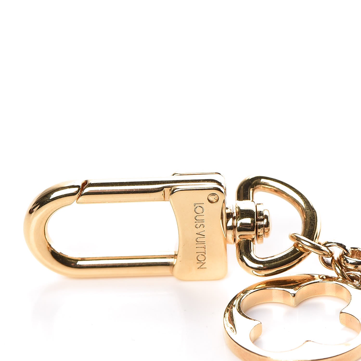 Louis Vuitton Brass Enamel Fleur De Monogram Bag Charm Chain Gold 4 of 4