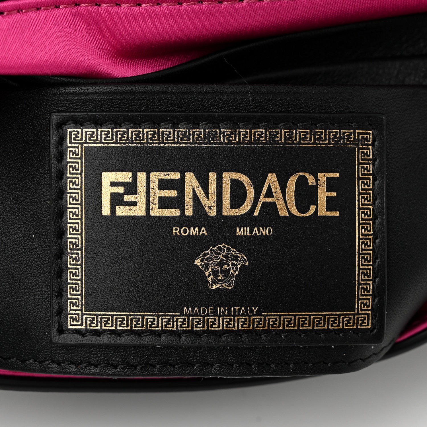 Fendi X VERSACE Vitello Seta Fendace Mini Brooch Baguette Black 6 of 12