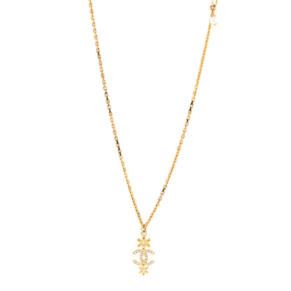 Chanel Crystal CC Flower Necklace Gold 1 of 7