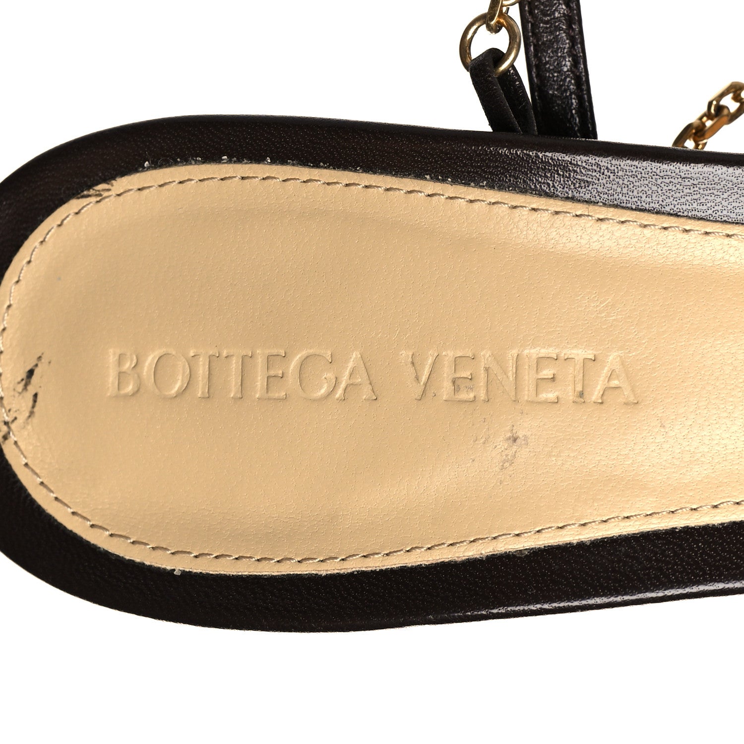 Bottega Veneta Lambskin Stretch Chain Strap 90mm Sandals 39 Ebony 7 of 12