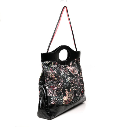 Chanel Patent Calfskin Canvas Printed Large 31 Shopping Bag Black 4 of 12