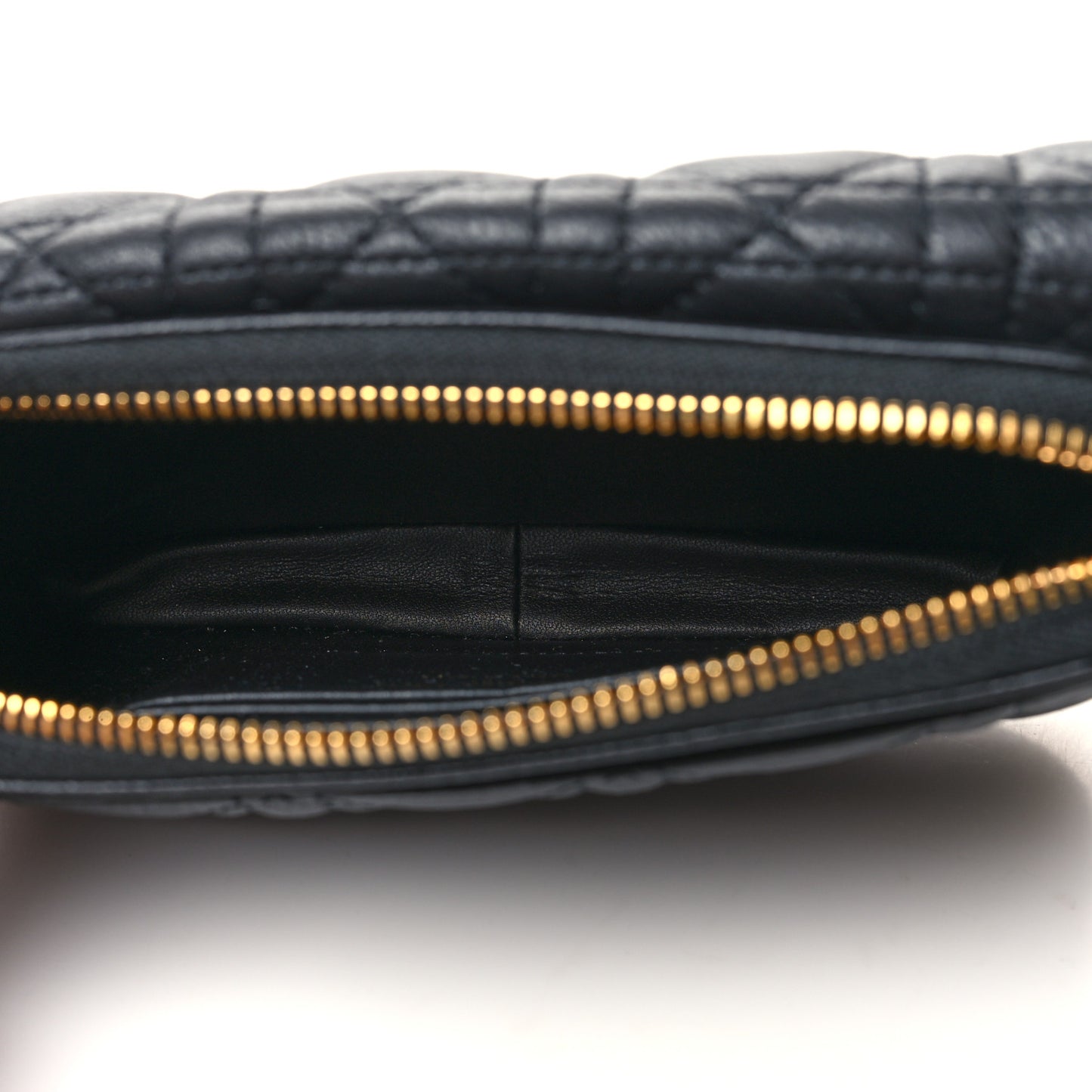 Supple Calfskin Cannage Caro Pouch with Chain Black