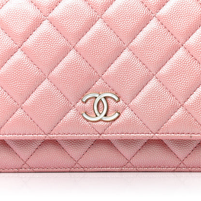 Chanel Iridescent Caviar Quilted Wallet on Chain WOC Rose Pink 12 of 13