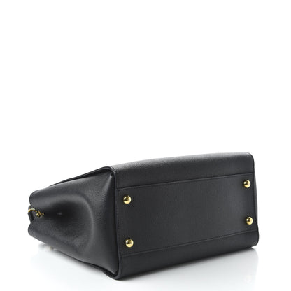 Burberry Soft Grain Calfskin Medium Buckle Tote Black 5 of 10