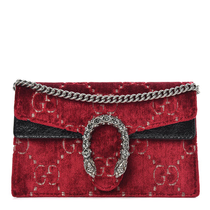 Gucci Velvet GG Monogram Super Mini Dionysus Shoulder Bag Red Cipria Black 1 of 8