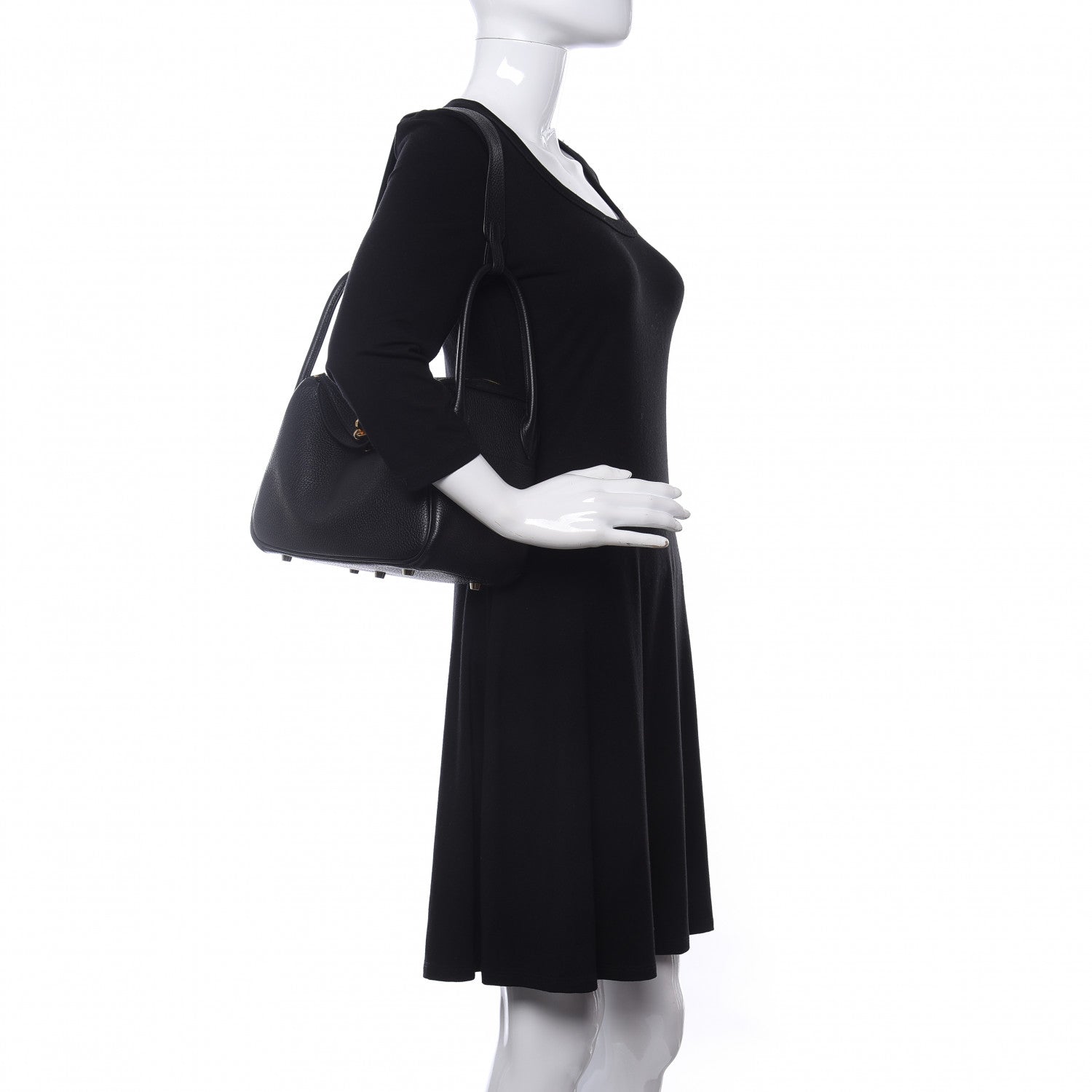 Hermes Taurillon Clemence Lindy 26 Black 2 of 10