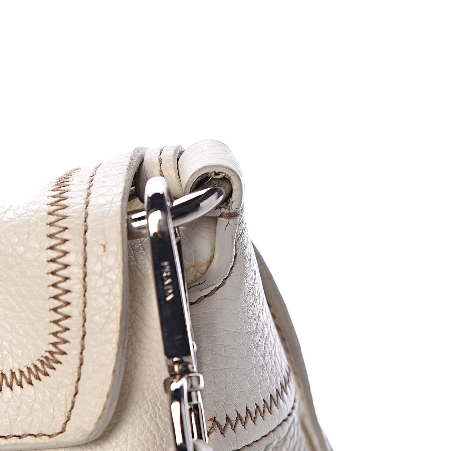 Vitello Daino Pushlock Flap Shoulder Bag Bianco