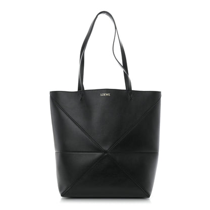 Loewe Shiny Calfskin Medium Puzzle Fold Tote Black 1 of 12