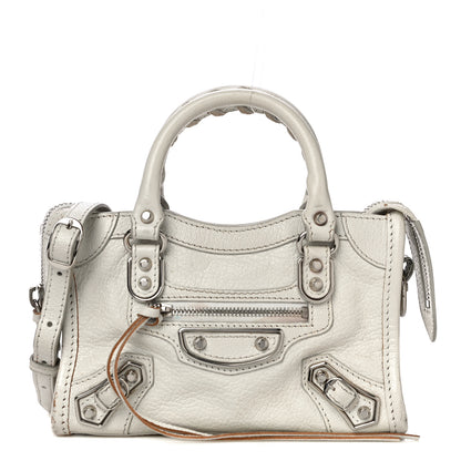 Balenciaga Chevre Silver Metallic Edge Hardware Nano City White 1 of 15