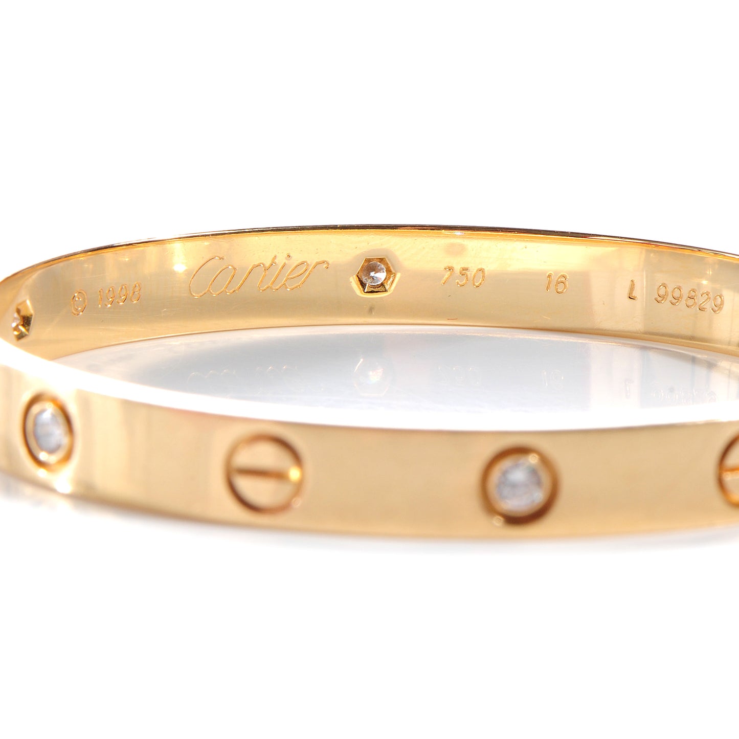 18K Yellow Gold 6 Diamond LOVE Bracelet 18