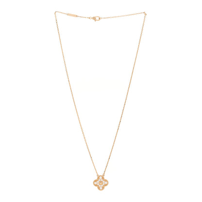 Van Cleef & Arpels 18K Yellow Gold Diamond Vintage Alhambra Pendant Necklace 2 of 5