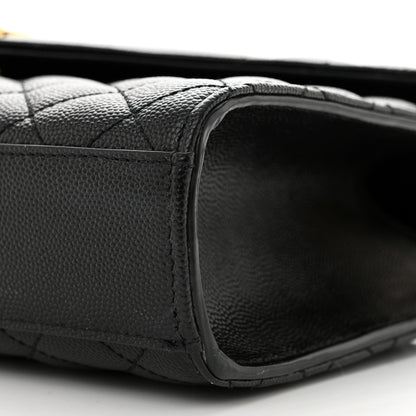 Saint Laurent Grain De Poudre Textured Mixed Matelasse Triquilt Medium Monogram Satchel Black 12 of 13