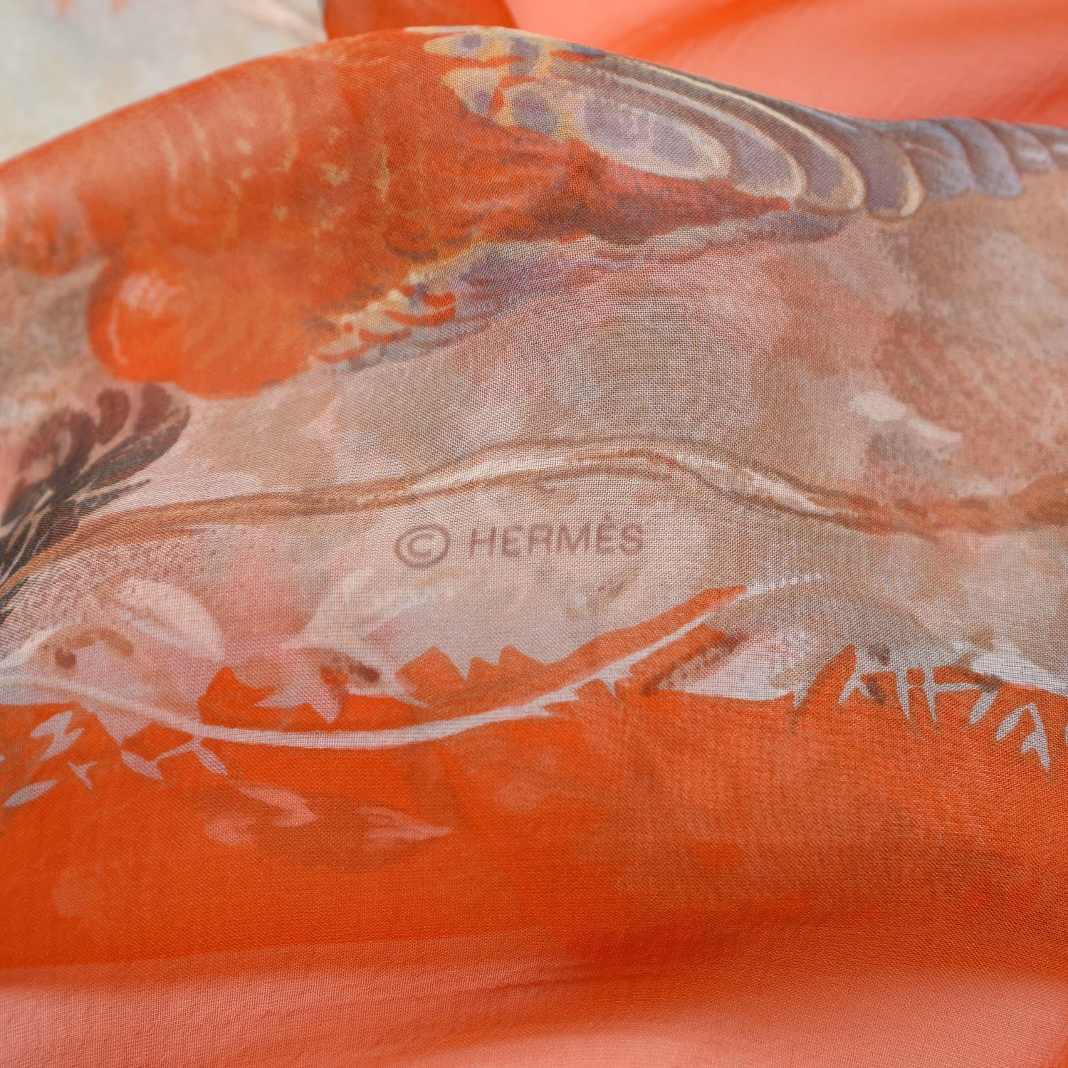 Hermes Silk Mousseline Equateur Shawl 140 Orange Vert De Gris Caramel 8 of 8
