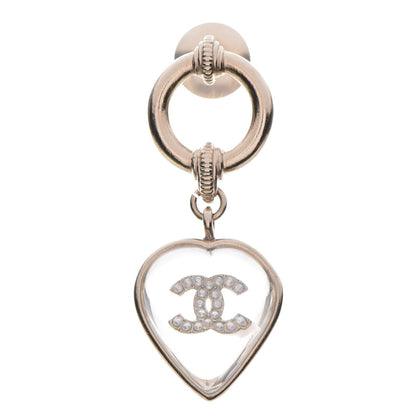 Chanel Resin Pearl CC Heart Charm Brooch Gold 1 of 6