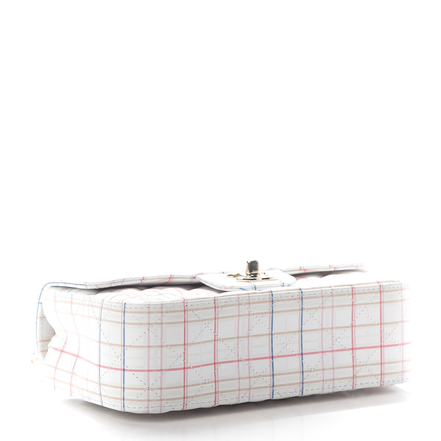 Iridescent Calfskin Quilted Mini Rectangular Flap Multicolor White