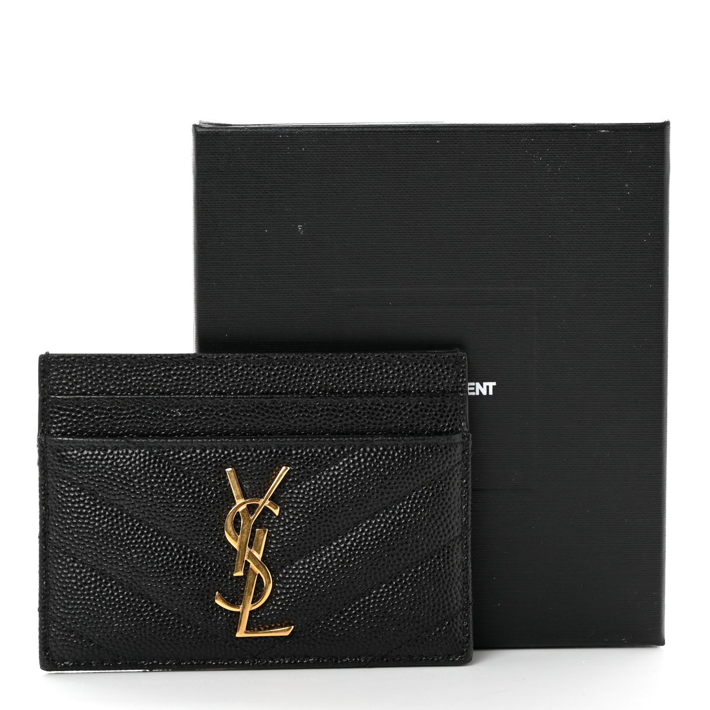 Grain De Poudre Matelasse Chevron Monogram Credit Card Case Black