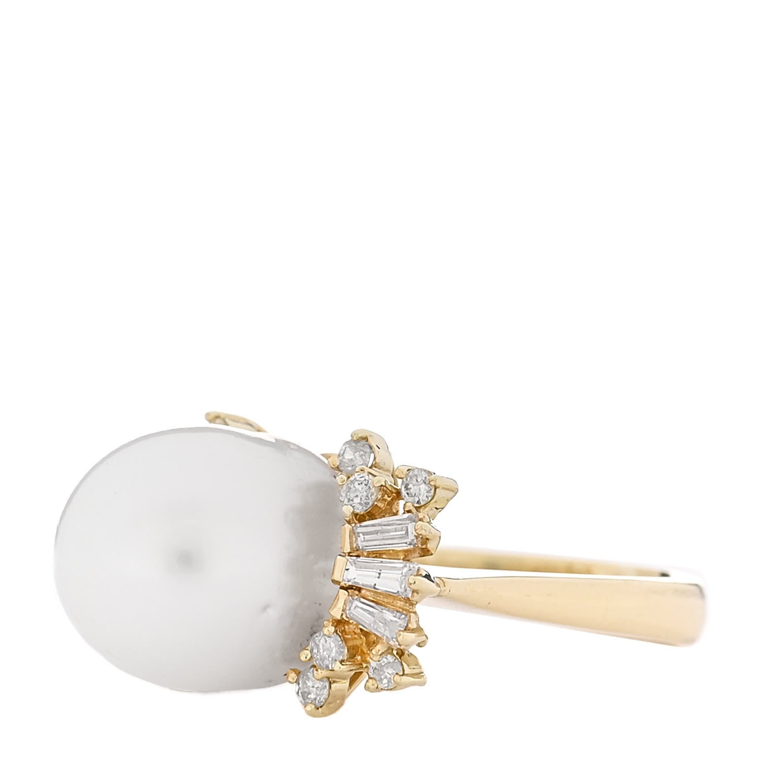 Parker & West by FASHIONPHILE 14K Yellow Gold Diamond Cultured Pearl Cocktail Ring 46 3.75 3 of 9