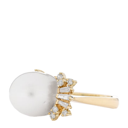 Parker & West by FASHIONPHILE 14K Yellow Gold Diamond Cultured Pearl Cocktail Ring 46 3.75 3 of 9