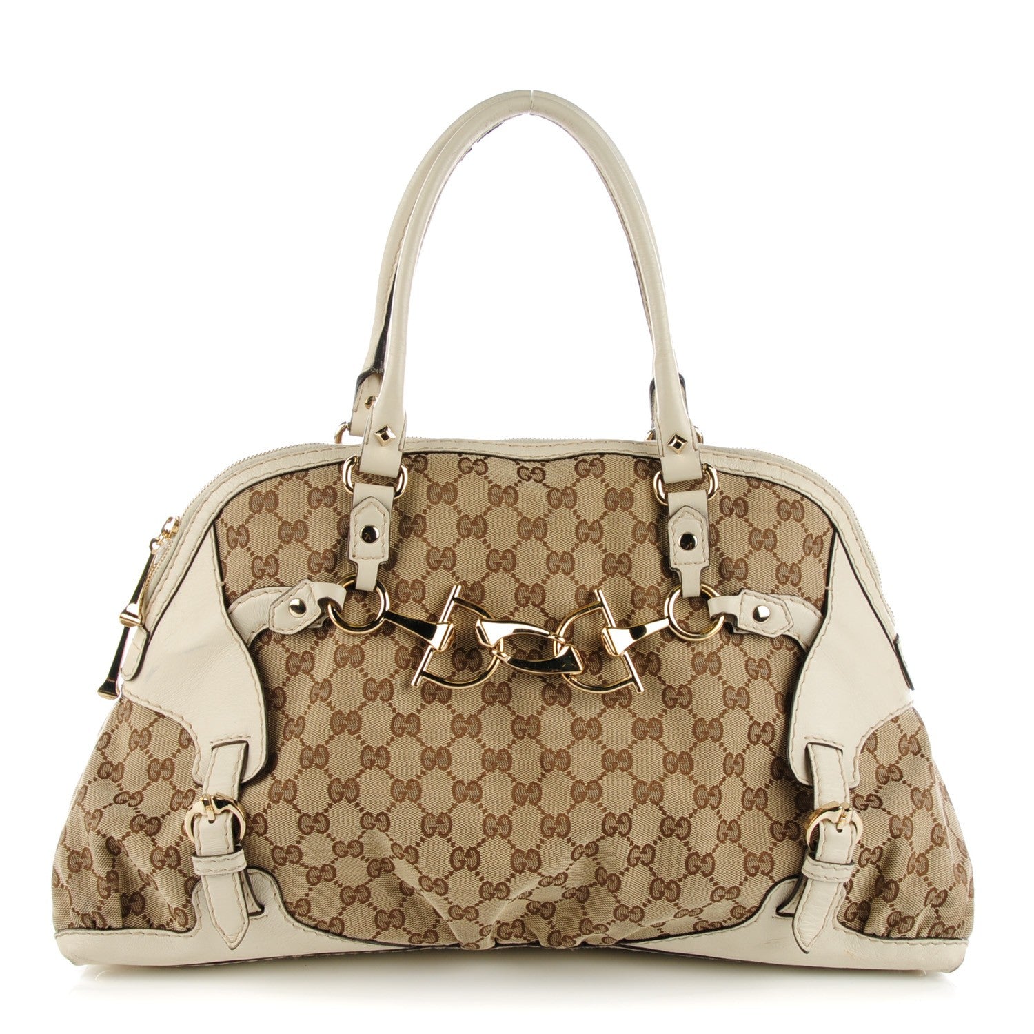 Gucci Monogram Medium Horsebit Nail Boston Off White 1 of 10