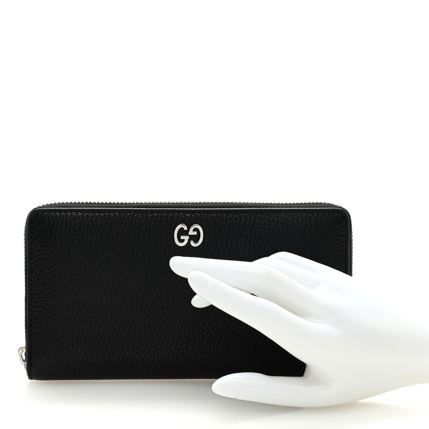 Pebbled Calfskin Dorian Zip Around Wallet Black