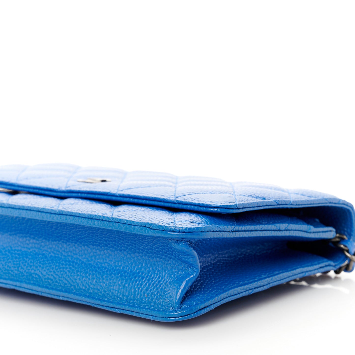 Caviar Quilted Wallet on Chain WOC Blue