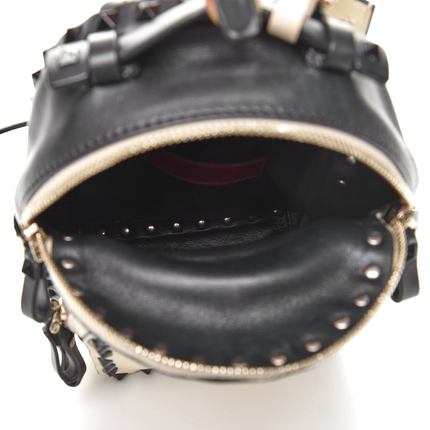 Valentino Garavani Calfskin Mini Rockstud Backpack Black Light Ivory 5 of 8