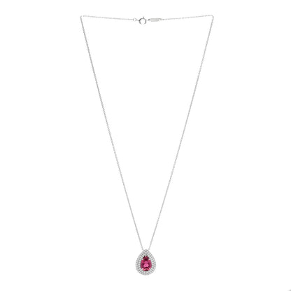 Tiffany Platinum Diamond Rubellite Pear Shaped Soleste Pendant Necklace 3 of 6