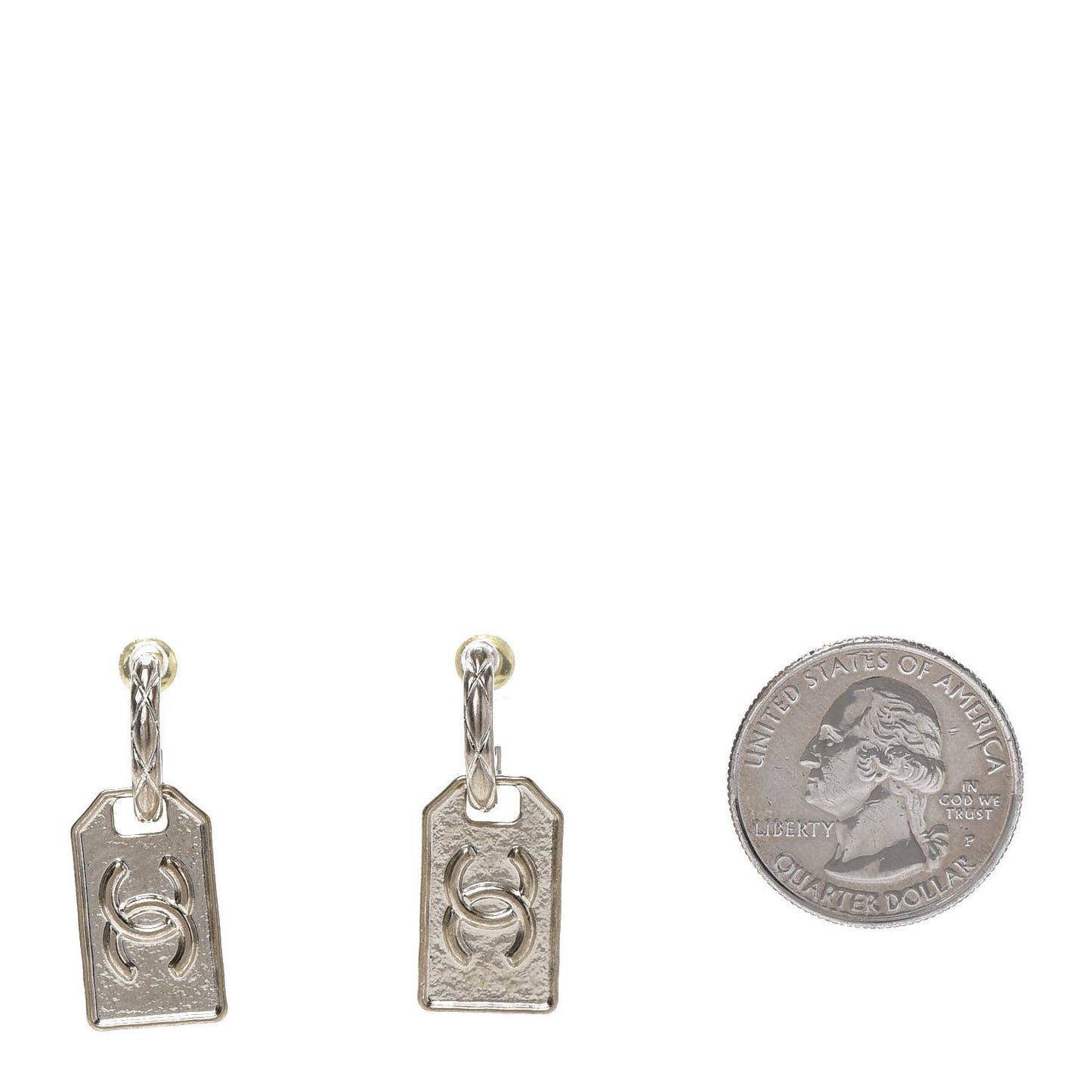 CC Tag Drop Earrings Gold