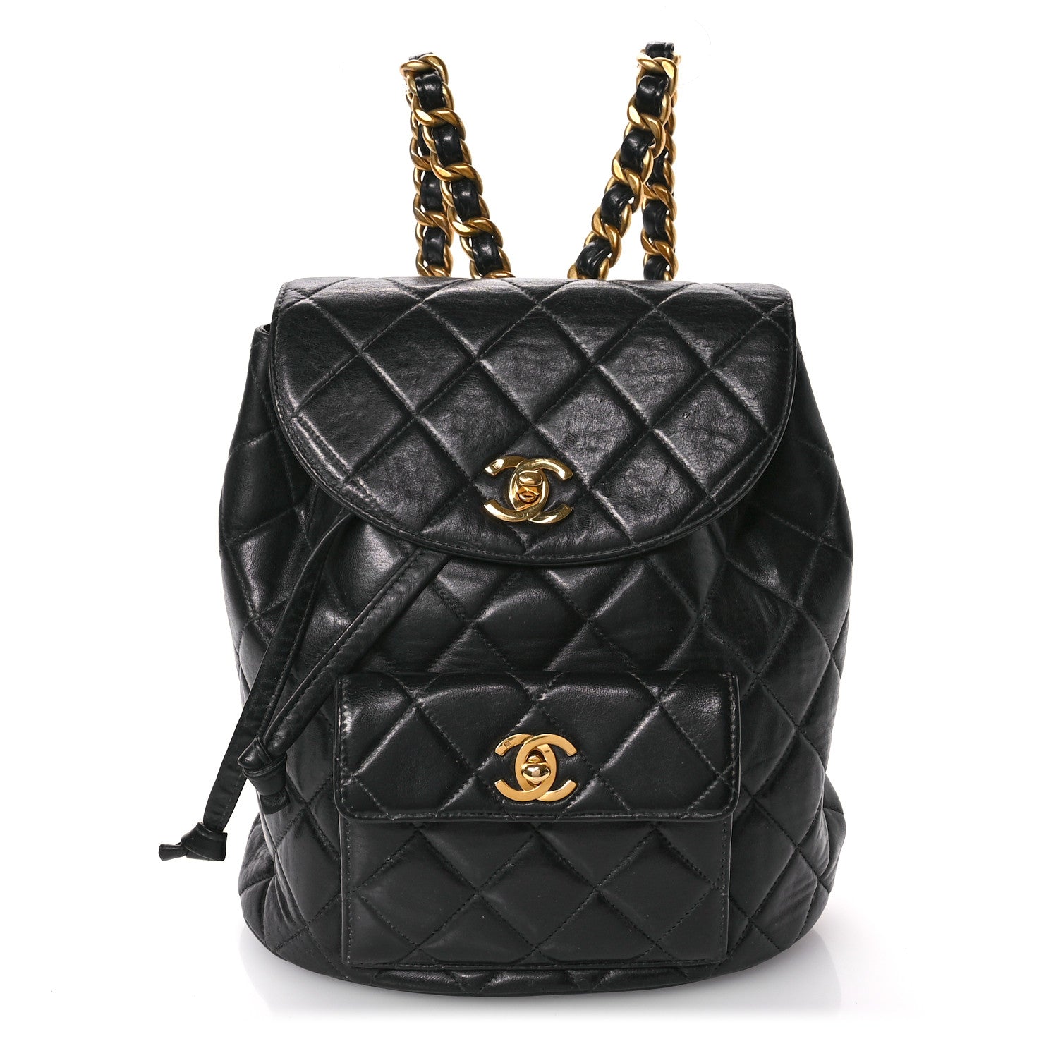 Chanel Lambskin Quilted Drawstring Backpack Black 1 of 11