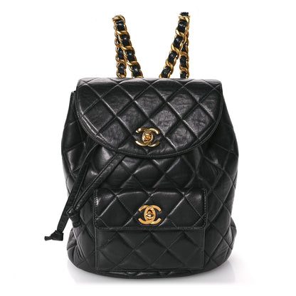 Chanel Lambskin Quilted Drawstring Backpack Black 1 of 11