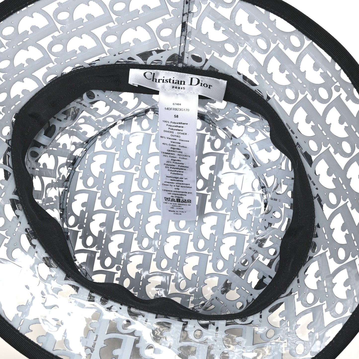 PVC Oblique Bob French Bucket Hat 58 Bleu