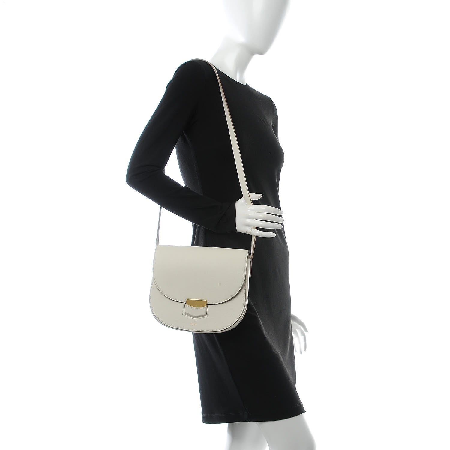 Celine Grained Calfskin Small Trotteur White 2 of 7