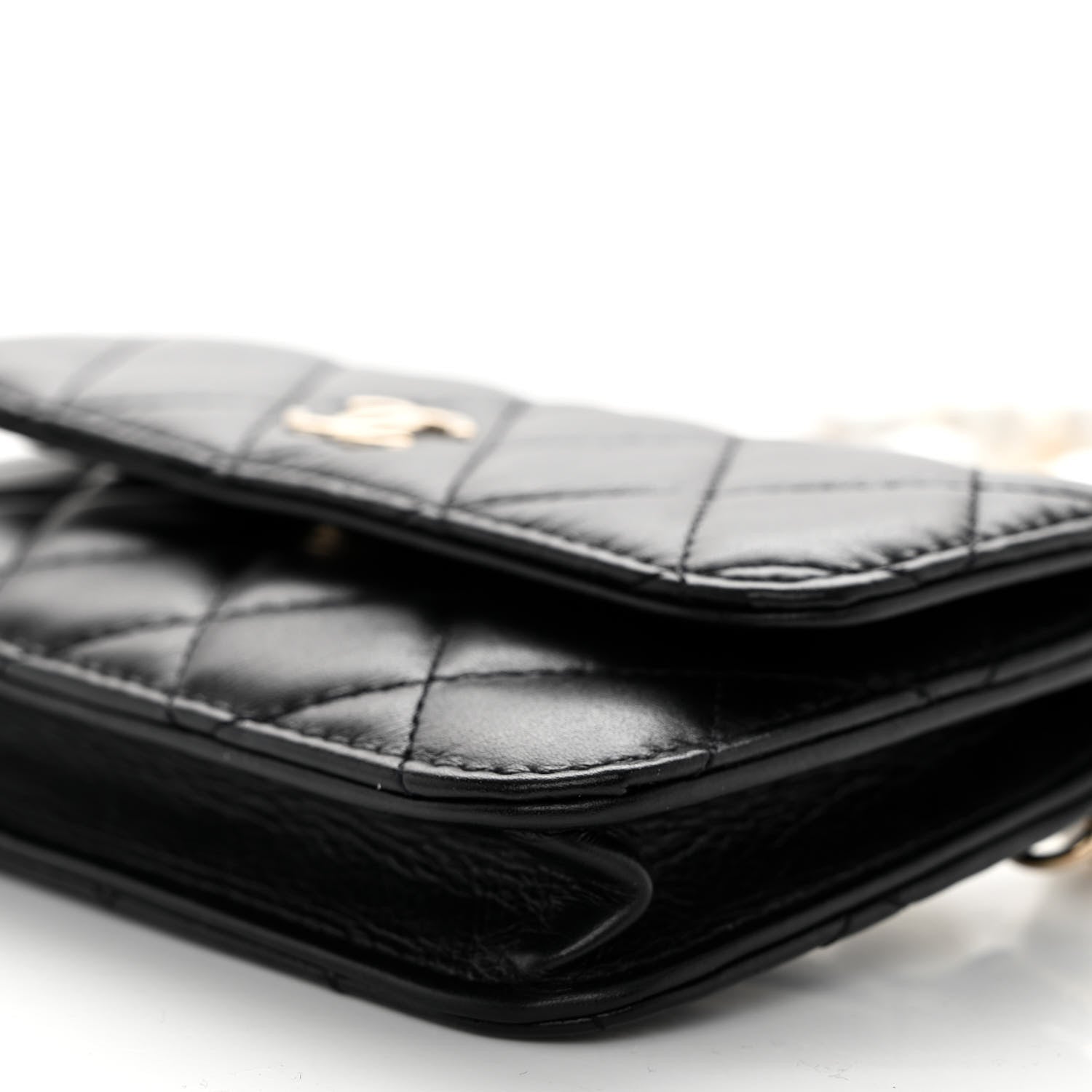 Chanel Calfskin Quilted Maxi Pearls Clutch With Chain Black 11 of 11