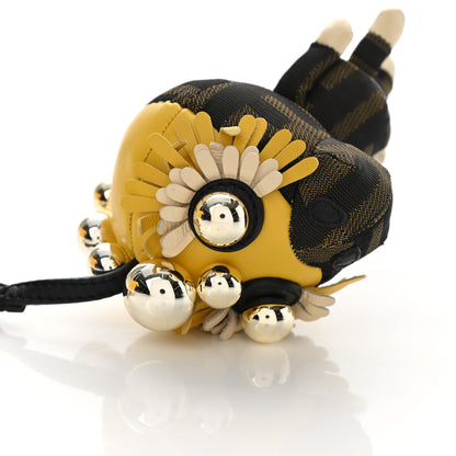 Fendi Shiny Nappa Zucca Pearl Fringe F is Fendi Space Monkey Bag Charm Sunflower Burro Tobacco 5 of 7