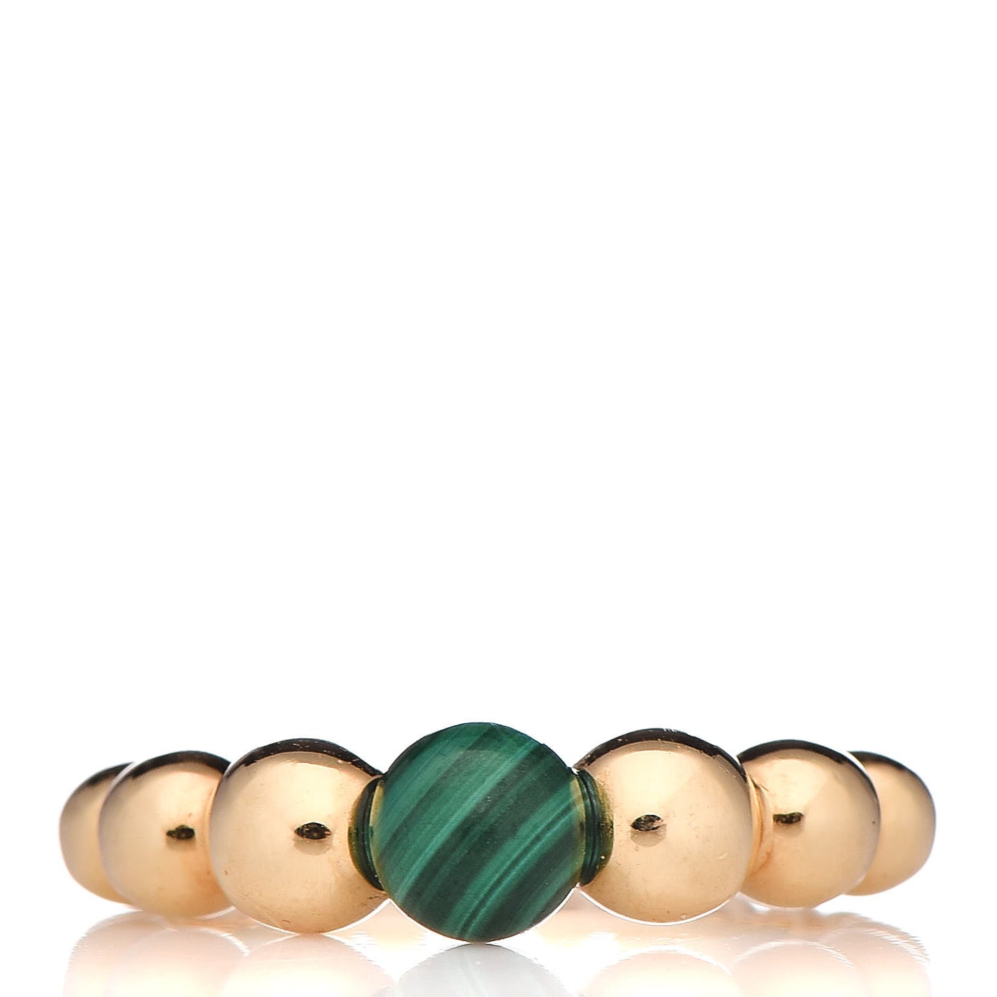 18K Yellow Gold Malachite Perlee Couleurs Variation Ring 53 6.5