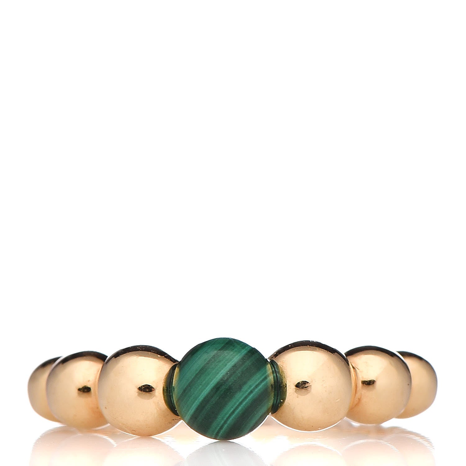 Van Cleef & Arpels 18K Yellow Gold Malachite Perlee Couleurs Variation Ring 53 6.5 1 of 6