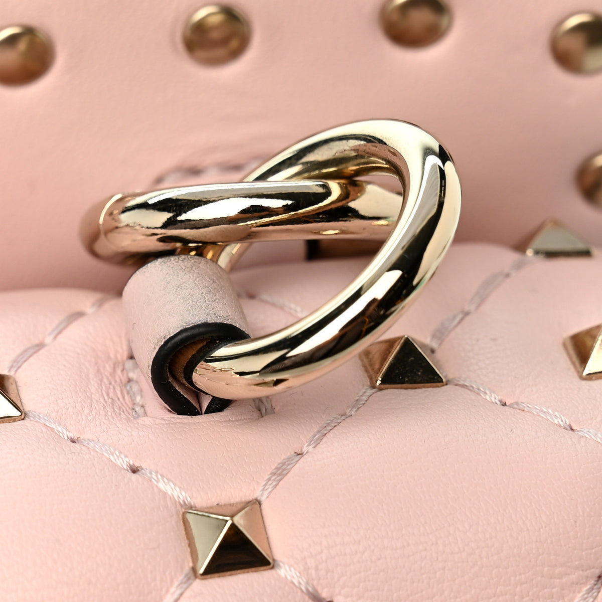 Nappa Small Rockstud Spike Shoulder Bag Water Rose