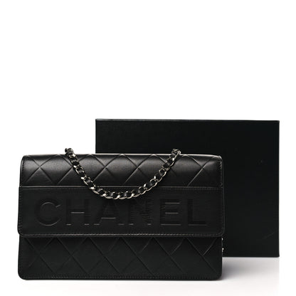 Chanel Lambskin Embossed Lax Wallet On Chain WOC Black 12 of 12