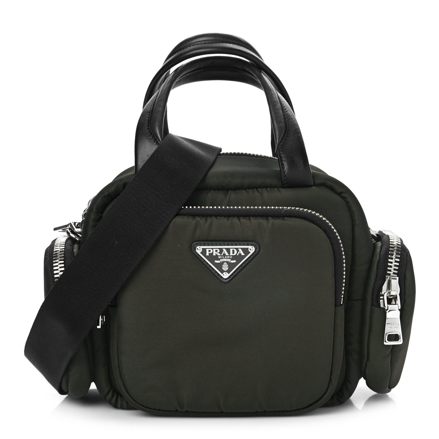 Tessuto Nylon Pocket Top Handle Cargo Bag Mimetico Black