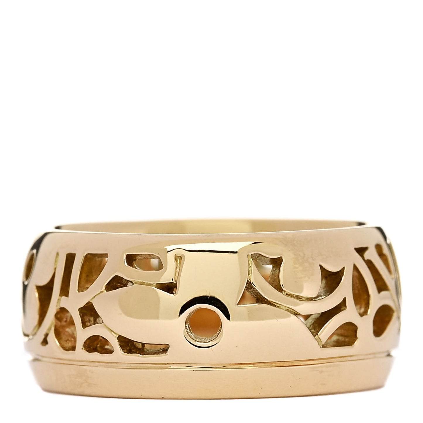 18K Yellow Gold Monogram Resille Wide Ring 50 5.25