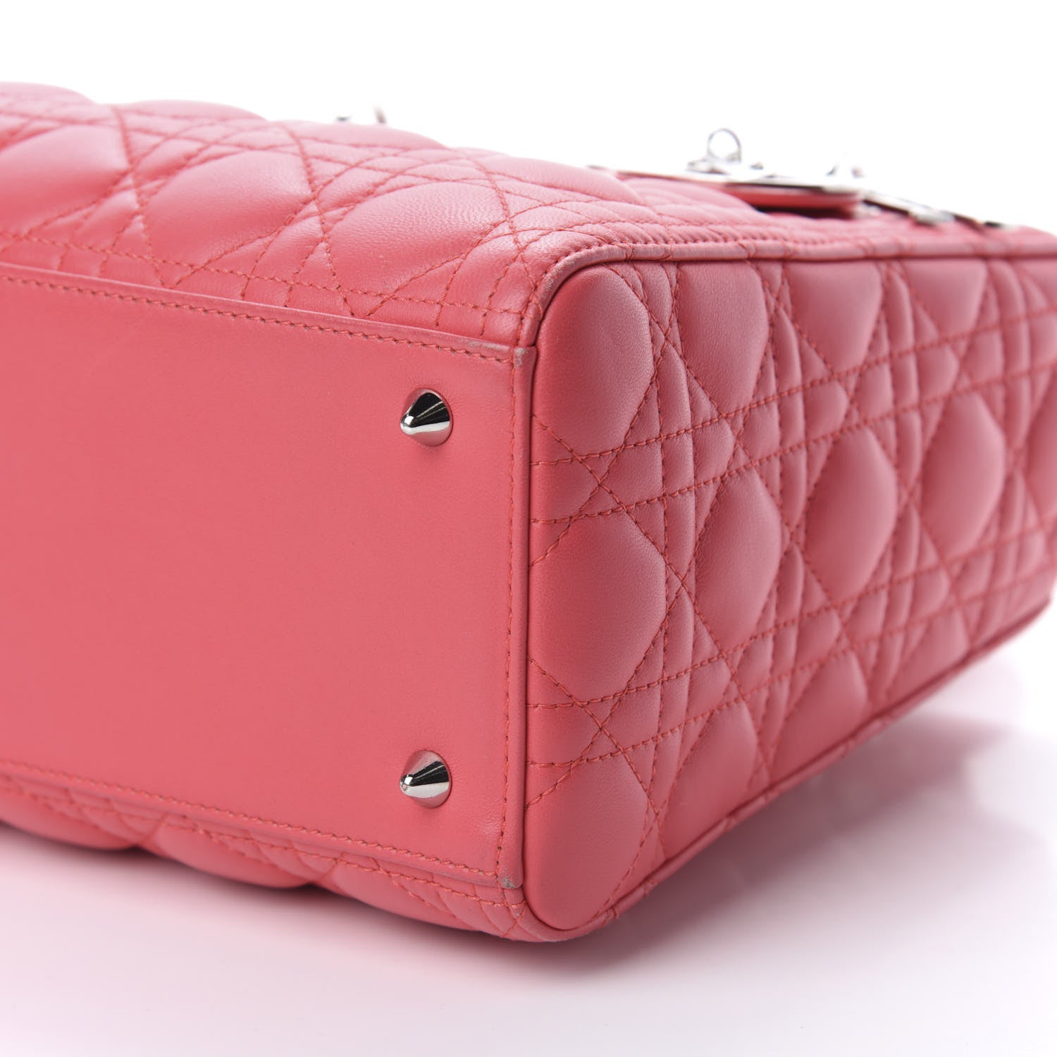 Christian Dior Lambskin Cannage Medium Lady Dior Coral 7 of 13