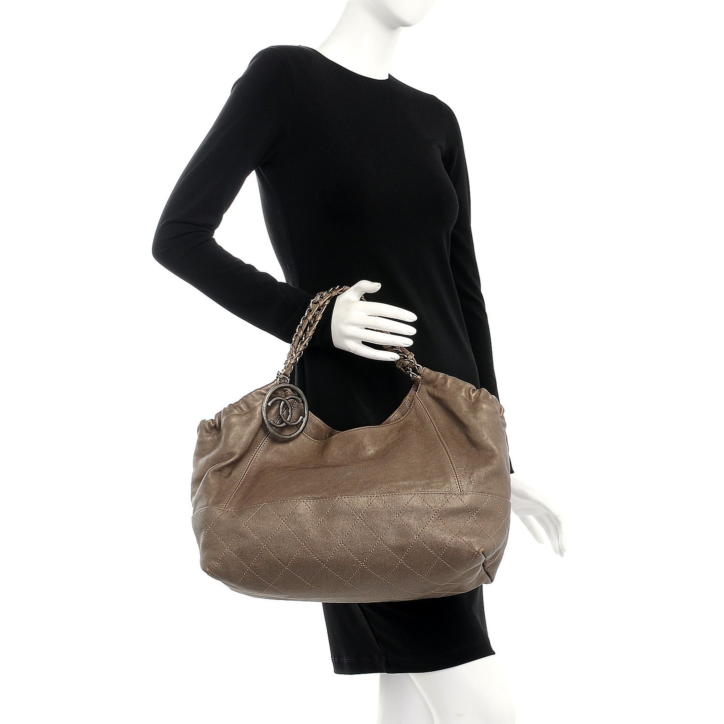 Metallic Calfskin Baby Coco Cabas Pewter