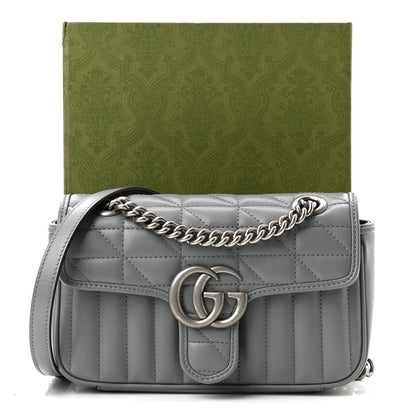 Gucci Calfskin Matelasse Aria Mini GG Marmont Shoulder Bag Deep Grey 11 of 11