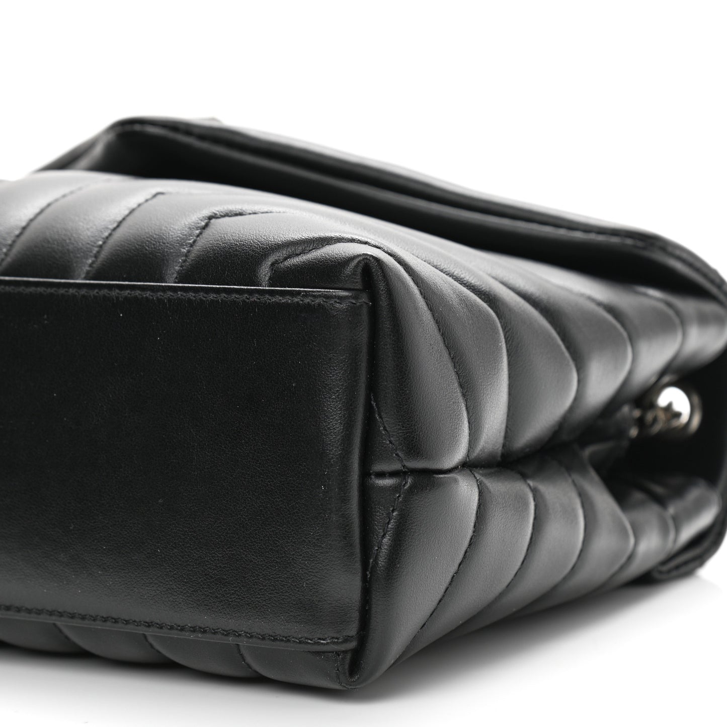 Calfskin Y Quilted Monogram Small Loulou Chain Satchel Black