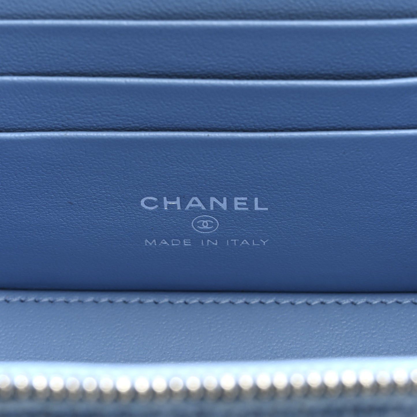 Denim Quilted Sweetheart Small Vanity Case With Chain Blue