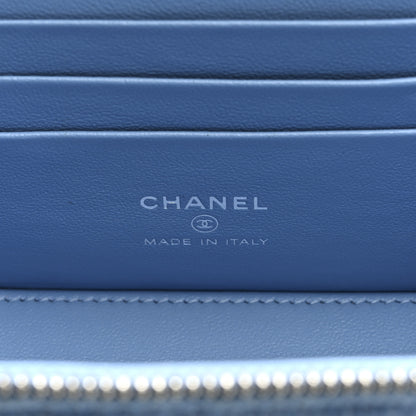 Chanel Denim Quilted Sweetheart Small Vanity Case With Chain Blue 6 of 10