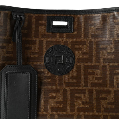 Fendi Glazed Fabric Vitello Century FF 1974 Stamp Patch Mini Peekaboo Defender Cover Mogano Panna Black 8 of 10